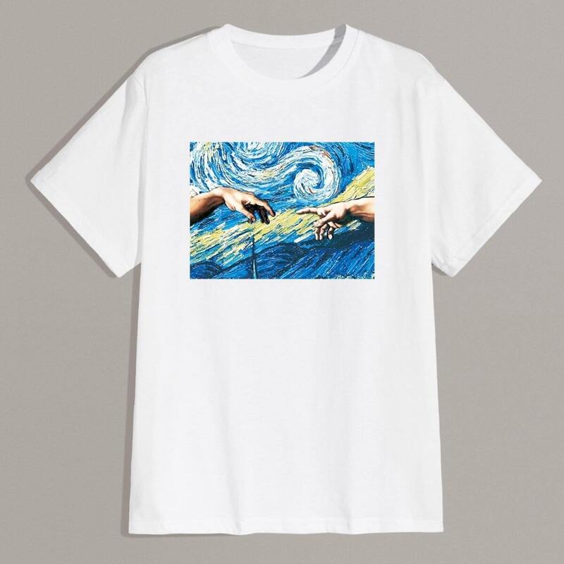 

Guys Graphic Print Round Neck Tee, White