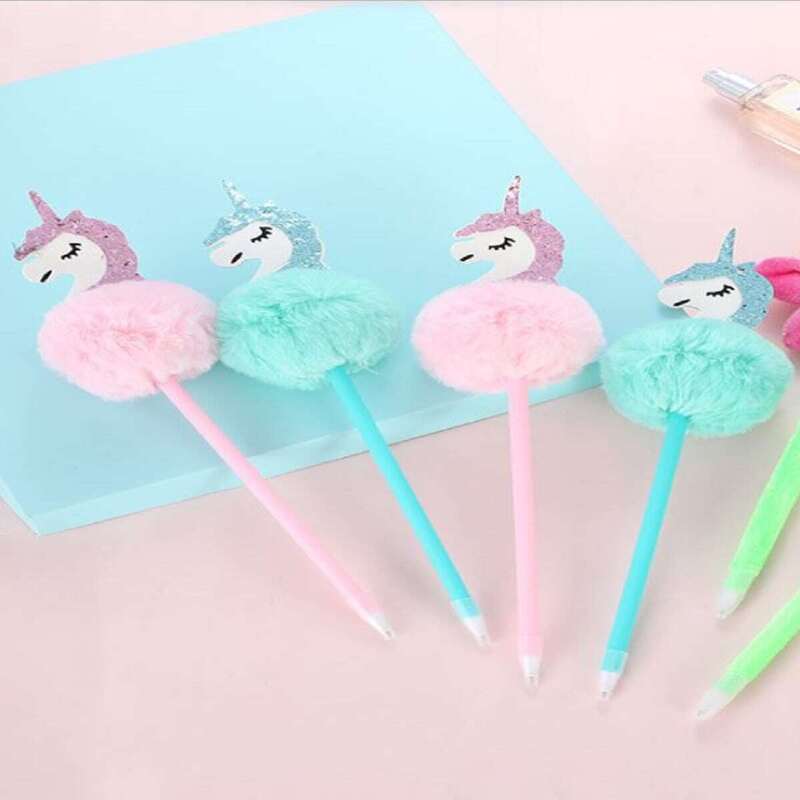

1pc Unicorn & Plush Ball Ballpoint Pen