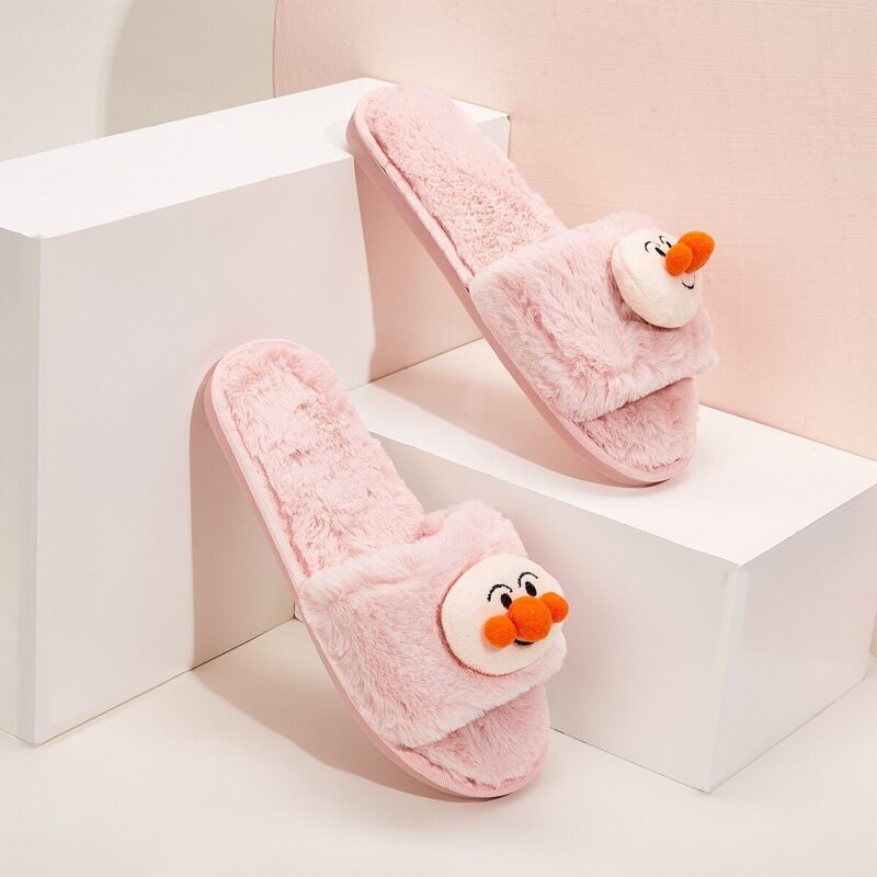 

Cute Doll Decor Plush Flat Slipper, Pink