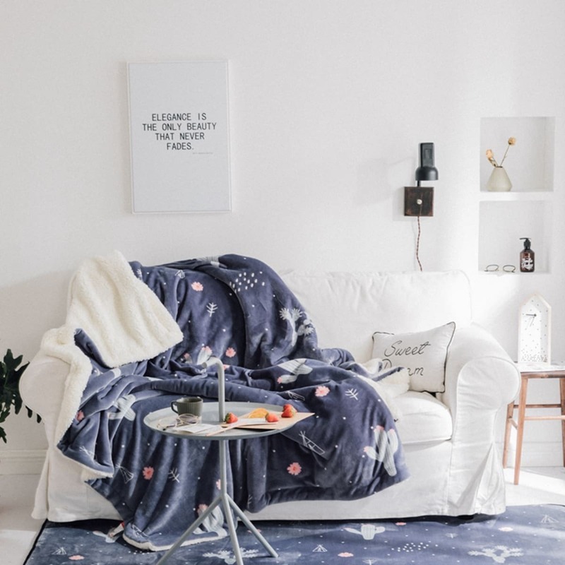 

Cactus Print Blanket, Blue