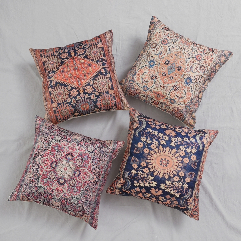 

1pc National Floral Print Cushion Cover, Multicolor