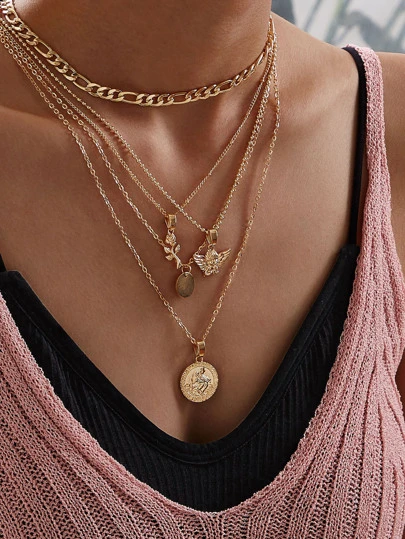 Gold Coin Necklace Set Two Layered Gold seed necklace Disc Layering Necklace Coin Pendant Necklace Layered Coin Necklace Set