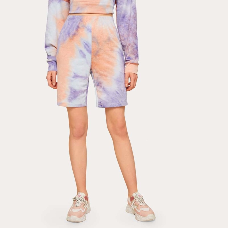 

Tie Dye Elastic Waist Biker Shorts, Multicolor