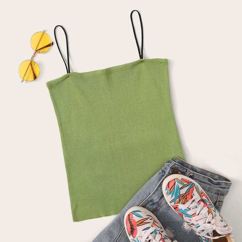 

Solid Knit Cami Top, Green