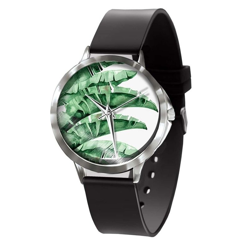 

Leaf Oil Painting Round Dial Pointer Quartz Watch