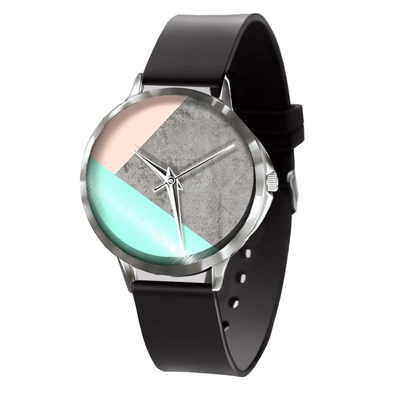 

Color Block Round Dial Pointer Quartz Watch