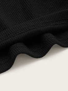 Muchica Áo thun Vai lạnh màu trơn màu đen Tao nhã - màu đen - Xem 4