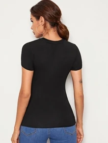 SHEIN Essnce Short Sleeve Solid Tee