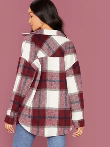 SHEIN Essnce Plaid Flap Pocket Overshirt - Multicolor - View 2