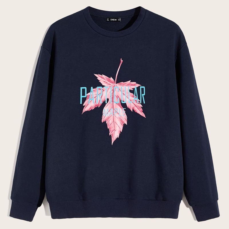 

Guys Letter and Leaf Print Pullover, Navy