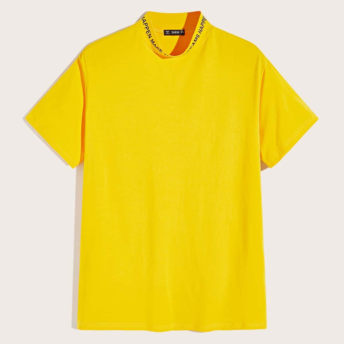 

Guys Neon Yellow Slogan Print Neck Top, Yellow bright