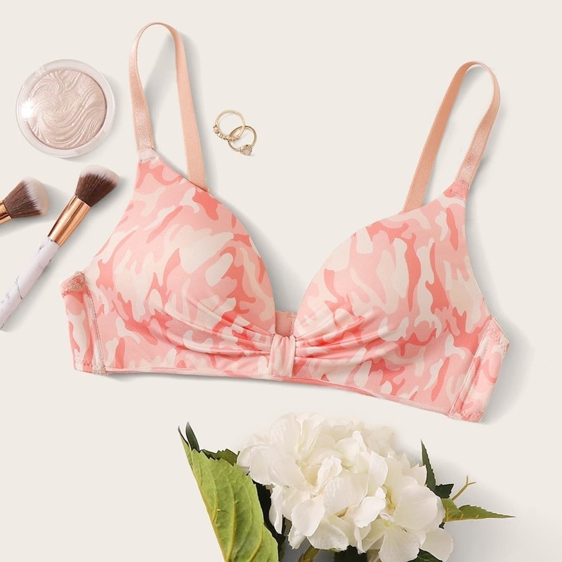 

Camouflage Adjustable Strap Bra, Pink