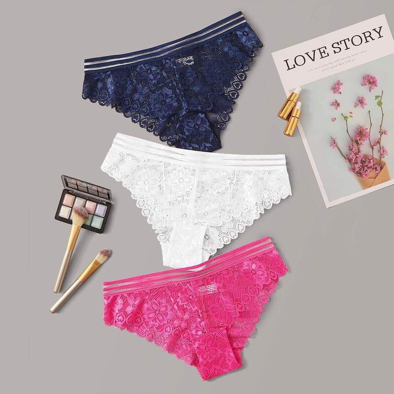 

3pack Floral Lace Panty Set, Multicolor
