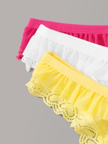 3pack Lace Trim Panties Set, Sexy Lingerie - Multicolor - View 4
