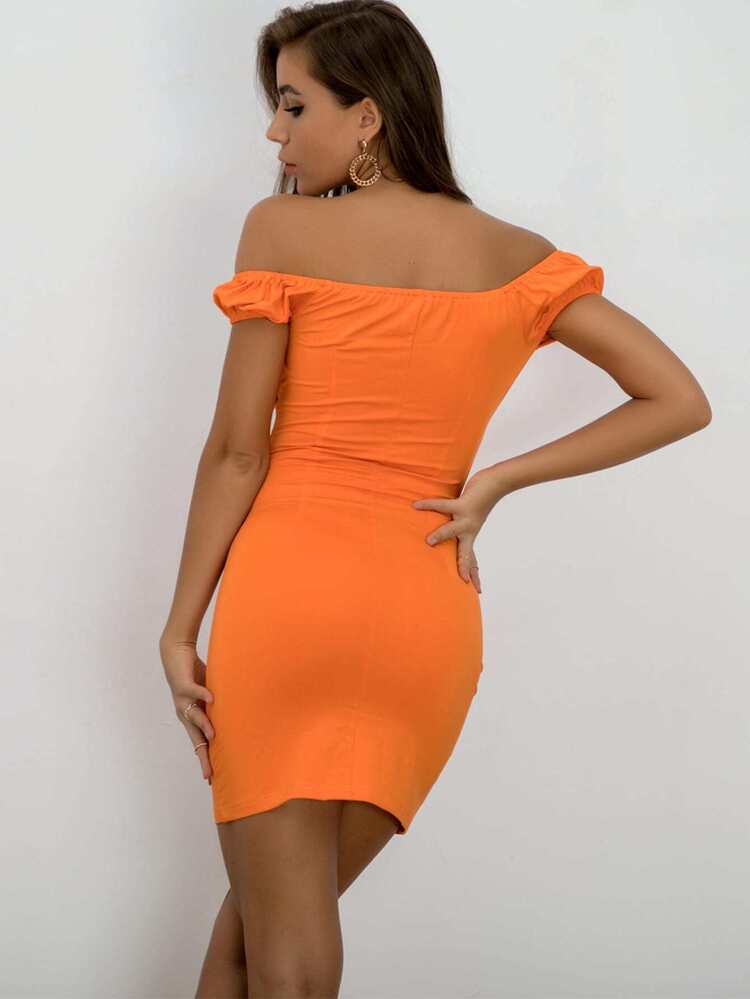 neon tie front bodycon dress