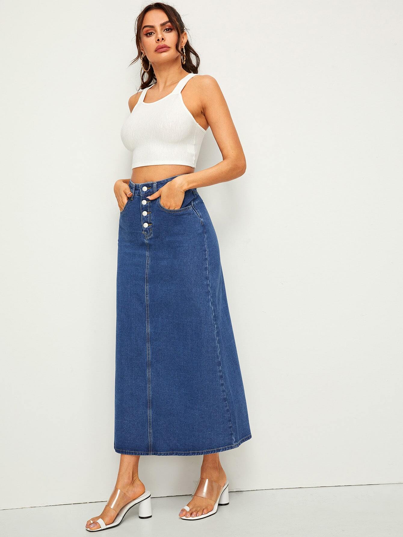 shein jean skirts