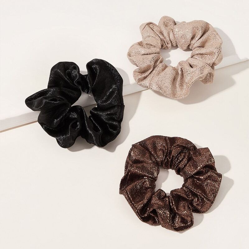 

3pcs Simple Satin Scrunchie, Multicolor