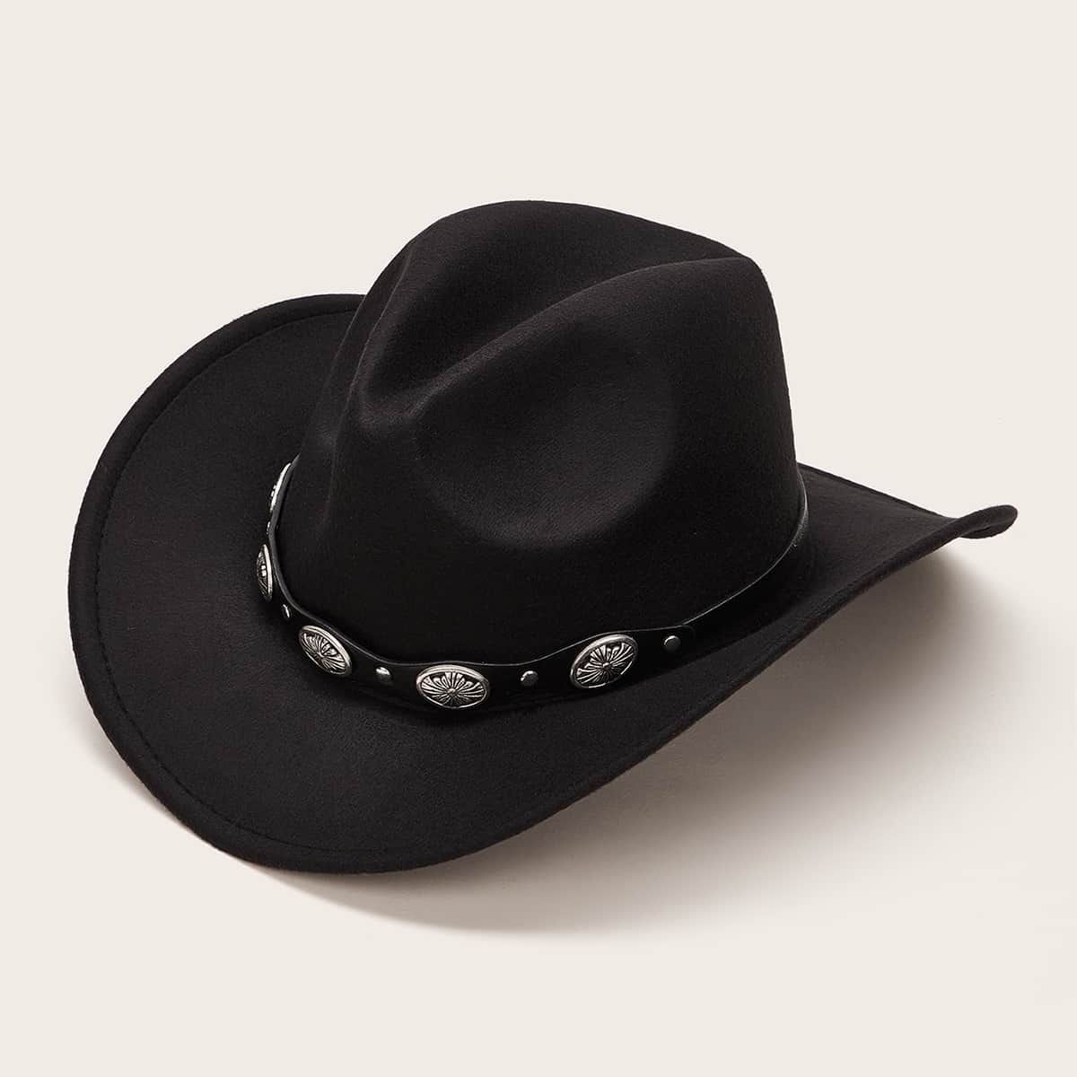 

Belt Decor Cowboy Hat, Black