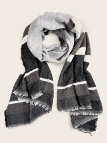 Colorblock Raw Hem Scarf