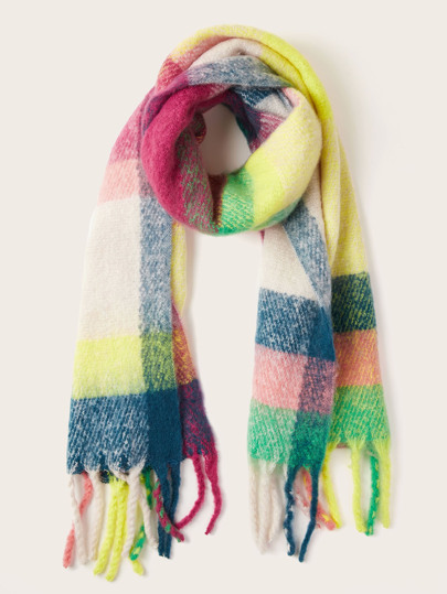 Écharpe à franges à carreaux