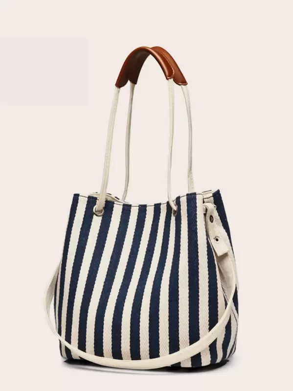 Striped Canvas Tote Bag Striped Canvas Tote Bag