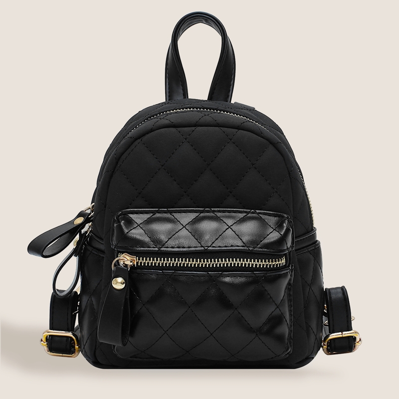 

Quilted Pocket Front Backpack, Black