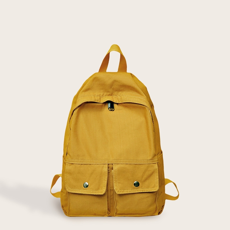 

Double Pocket Front Canvas Backpack, Yellow