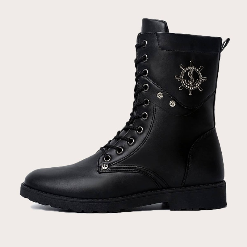 

Guys Lace-up Front Tooling Boots, Black