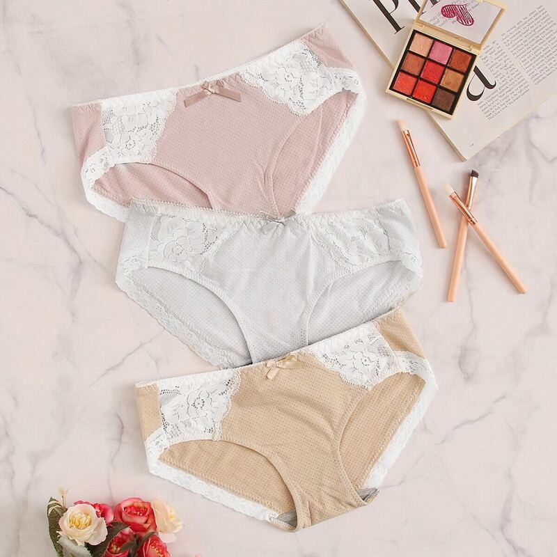 

Contrast Lace Panty Set 3pack, Multicolor