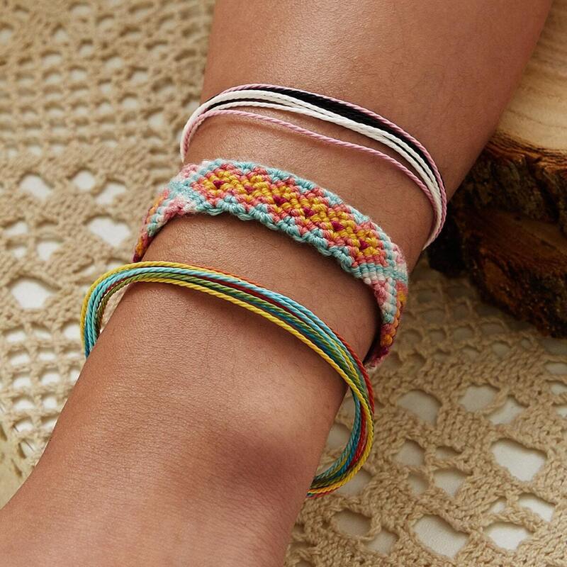 

Colorful Braided String Bracelet 3pcs, Multicolor