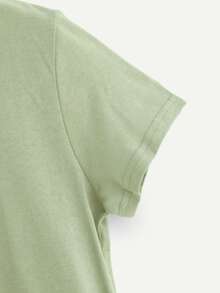 Camiseta de cuello redondo con estampado de letra - verde menta - Ver 3