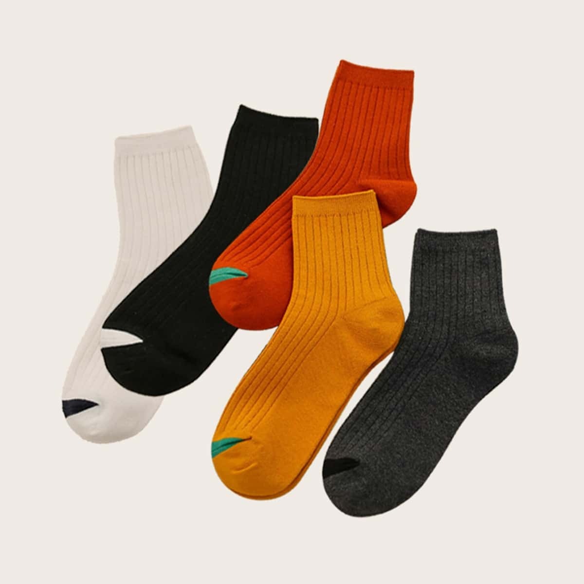 

Guys 5pairs Ribbed Socks, Multicolor