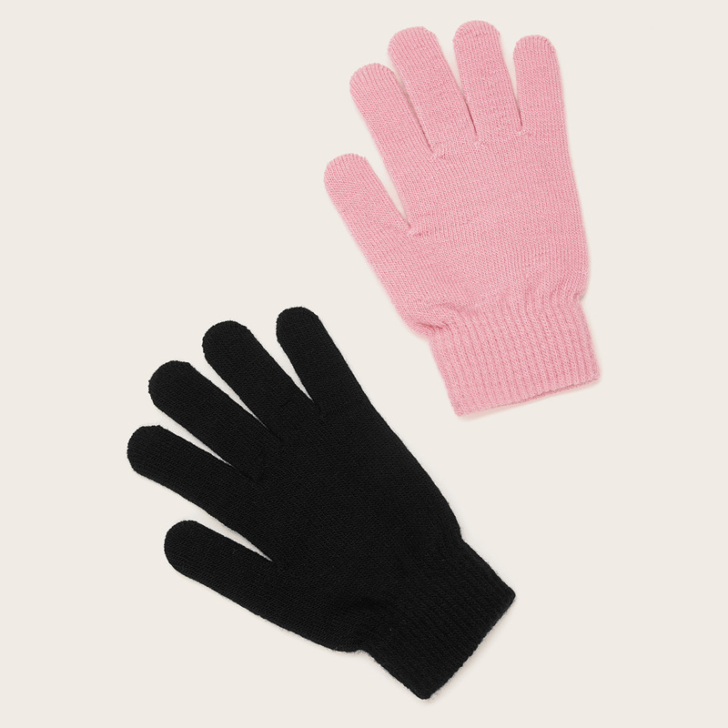 

2pairs Solid Knit Gloves, Multicolor