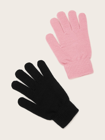 2 pares de guantes minimalistas versátiles en negro + rosa para parejas, guantes de punto cálidos para conducir, ciclismo, uso al aire libre en otoño/invierno y nieve
