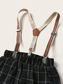SHEIN 男小童領結上衣帶格紋長褲正裝套裝