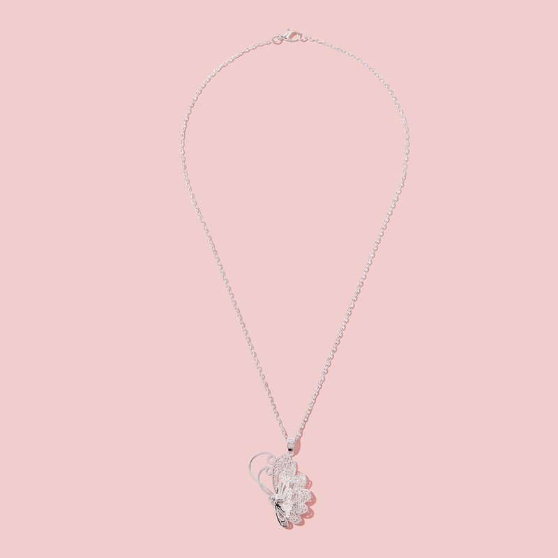 

Hollow Butterfly Pendant Necklace, Silver