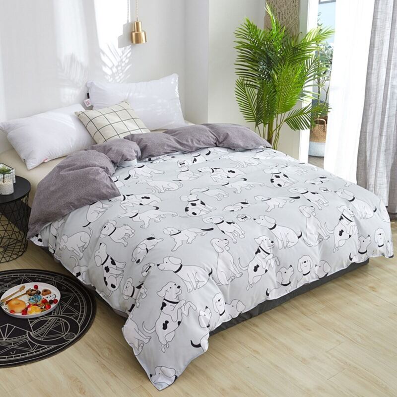 

Cartoon Dog Print Sheet Set, Grey