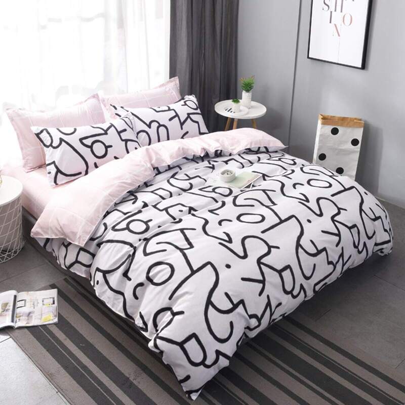 

Abstract Thick Line Print Sheet Set, Black and white