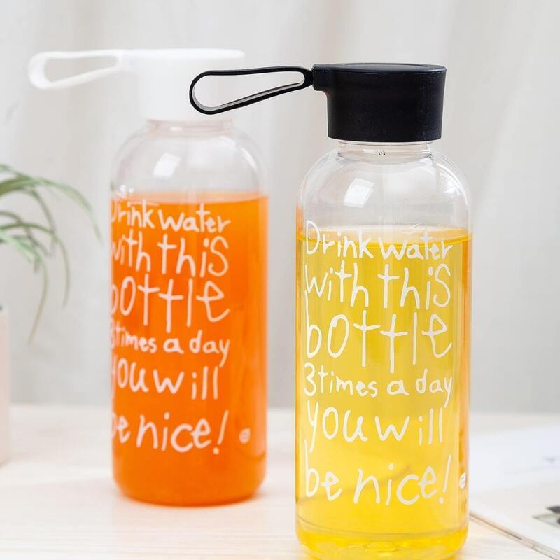 

1pc Slogan Print Plastic Water Bottle, Multicolor