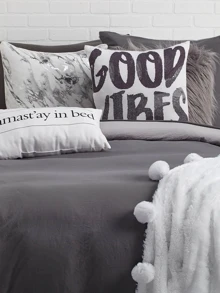1Pc Slogan Print Cushion Cover, Simple Throw Pillow Case, Pillow Insert Not Include, For Sofa Decor Bedroom Room Stuff - Black and White - View 3