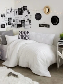 1Pc Slogan Print Cushion Cover, Simple Throw Pillow Case, Pillow Insert Not Include, For Sofa Decor Bedroom Room Stuff - Black and White - View 4