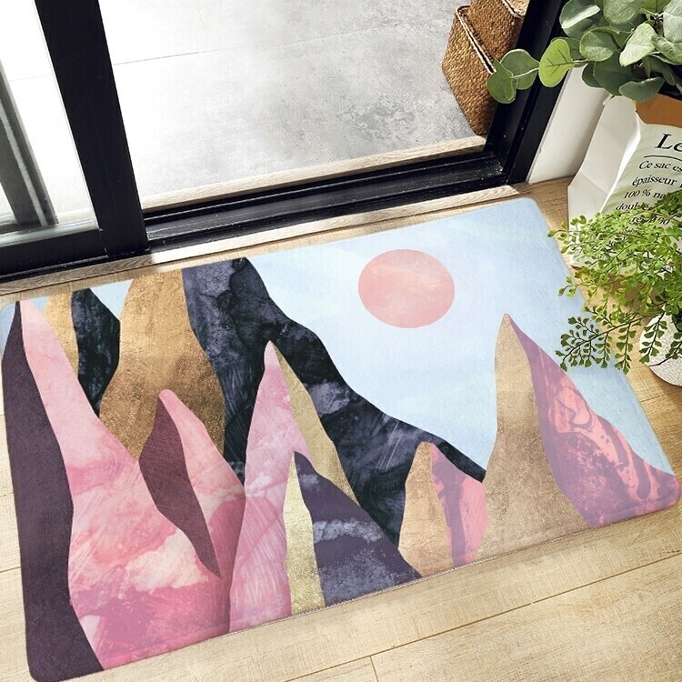 

Mountain & Sun Print Floor Mat, Multicolor