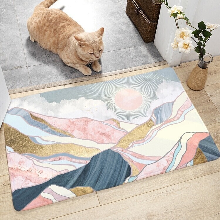 

Mountain & Sun Print Floor Mat, Multicolor
