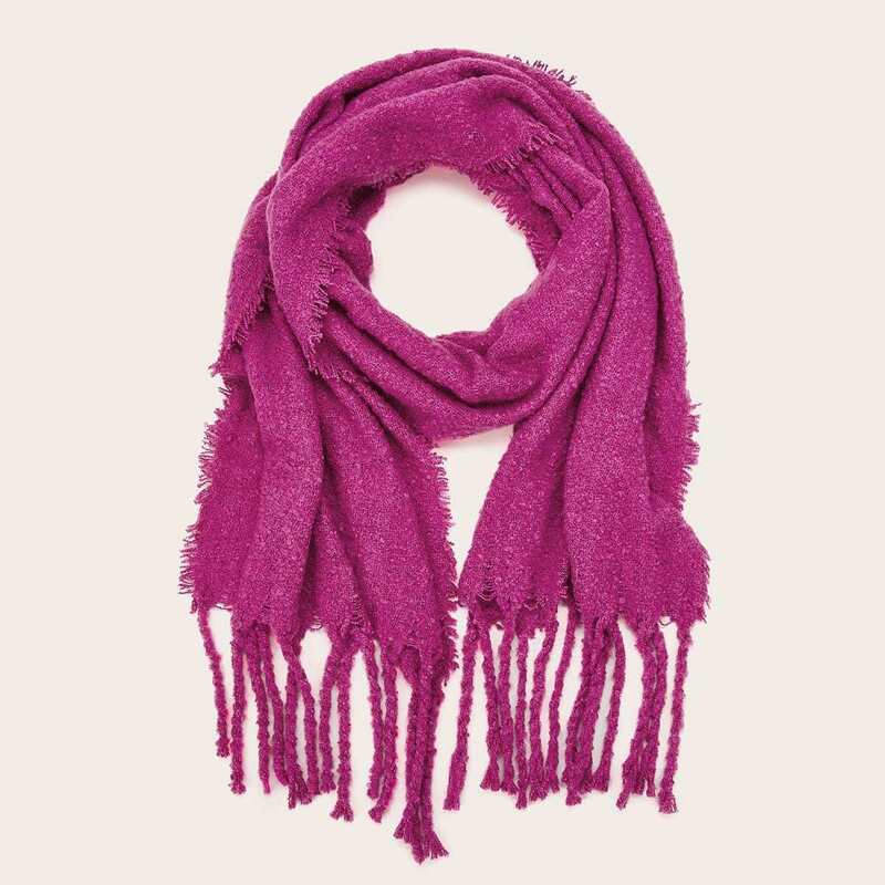 

Solid Tassel Scarf, Hot pink