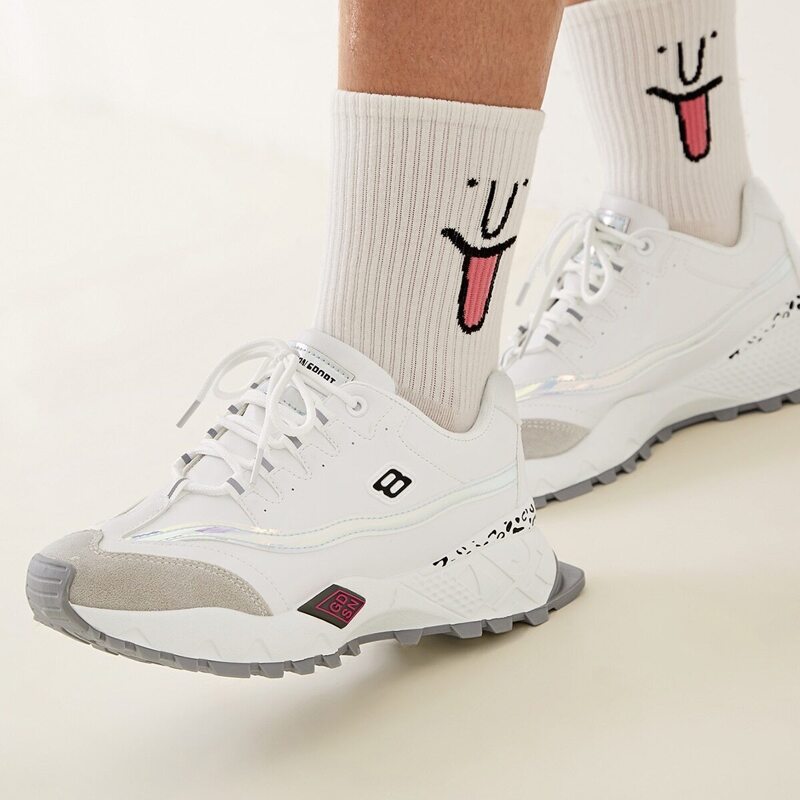 

Lace-up Front Leopard Detail Chunky Sneakers, White