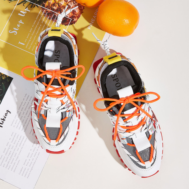 

Holographic Detail Lace-up Front Chunky Sneakers, Multicolor
