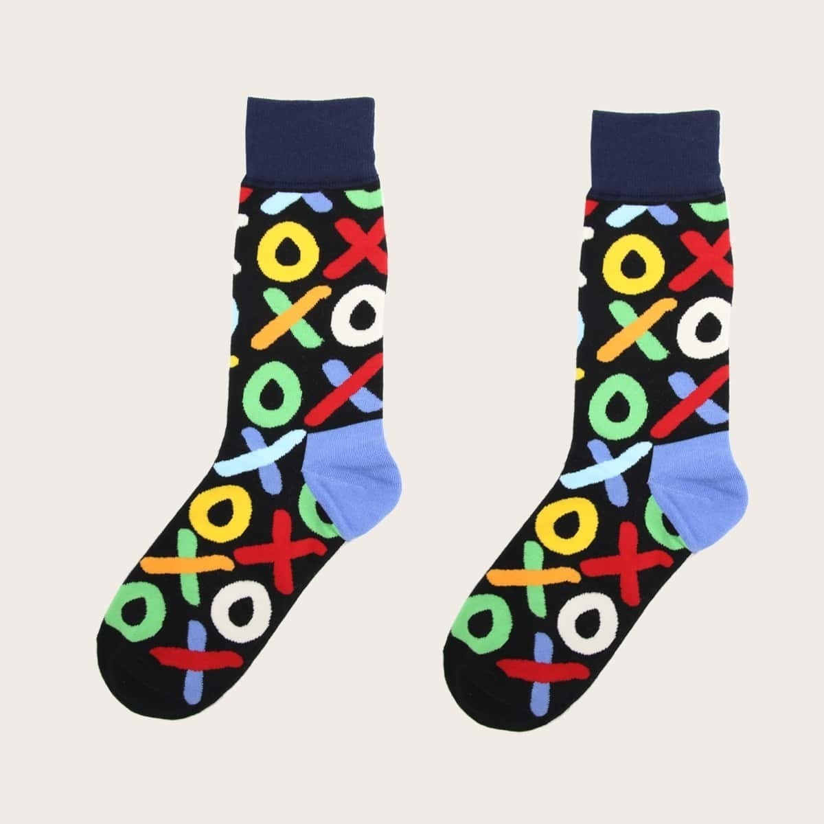 

Letter Pattern Socks 1pair, Multicolor