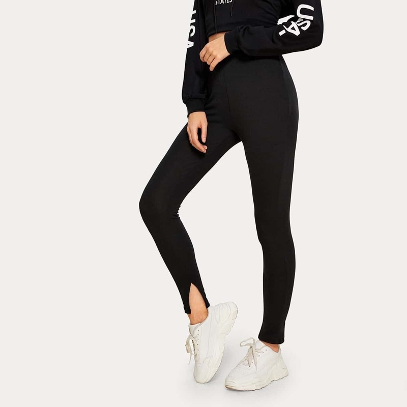 

Split Side High Waist Leggings, Black