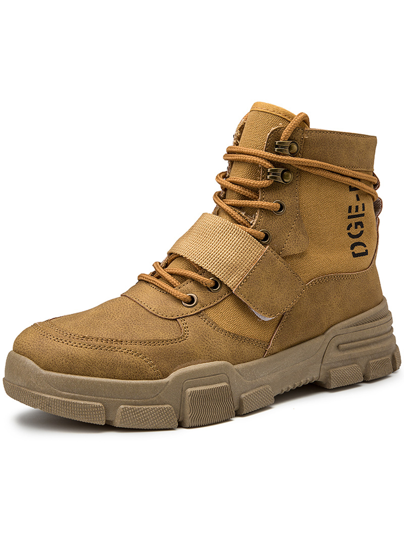 men lace up hiking boots