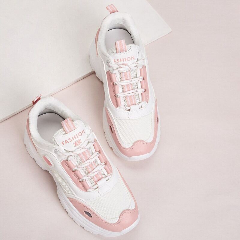 

Two Tone Chunky Sloe Trainers, Pink